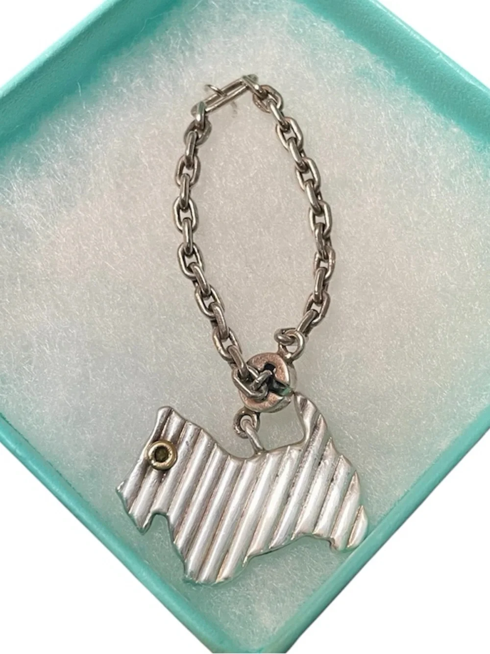Tiffany & Co 925 Sterling Silver & 18k Gold Vintage Scottie Dog Bagcharm Keyring